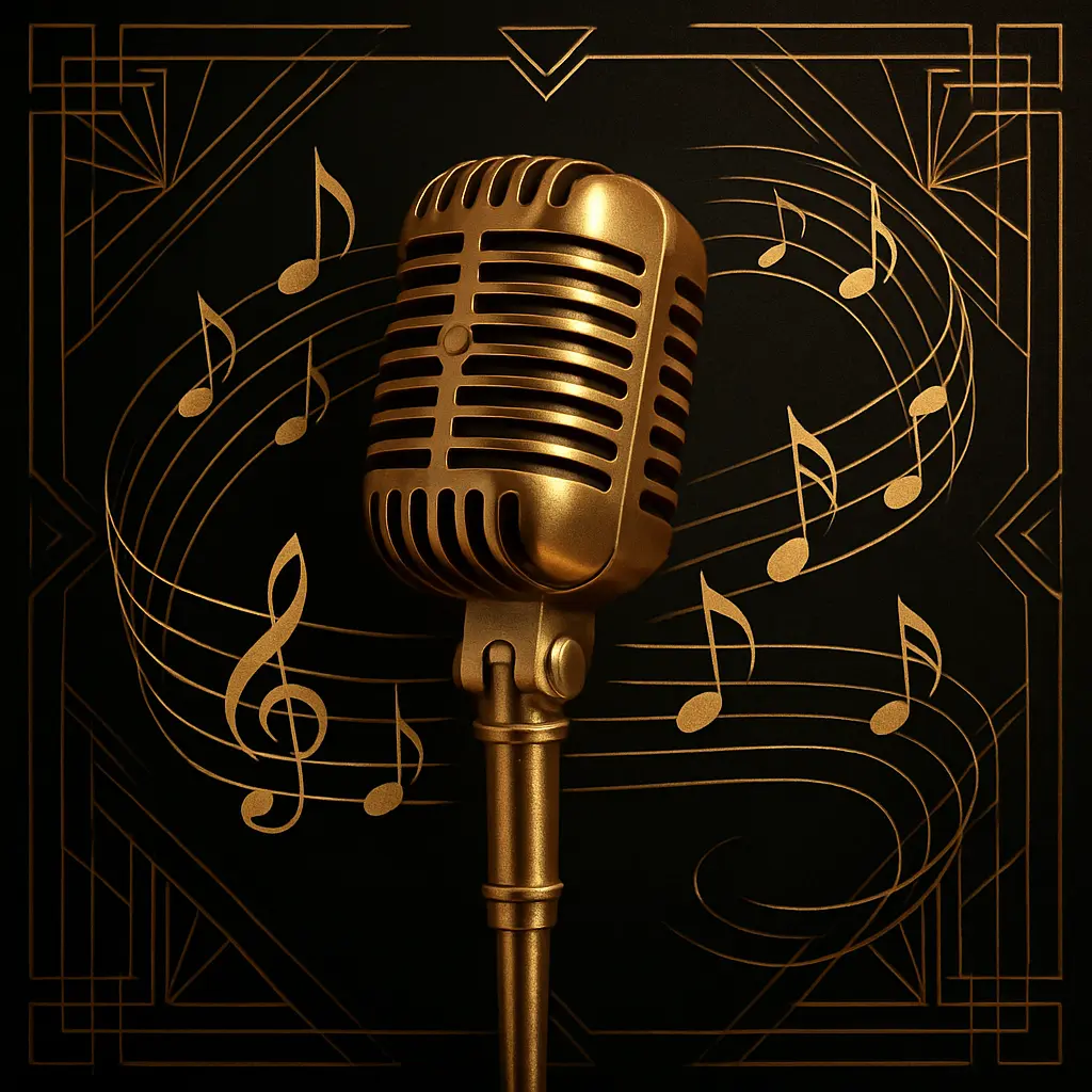 Microphone doré style Art Déco - Contactez duo DO